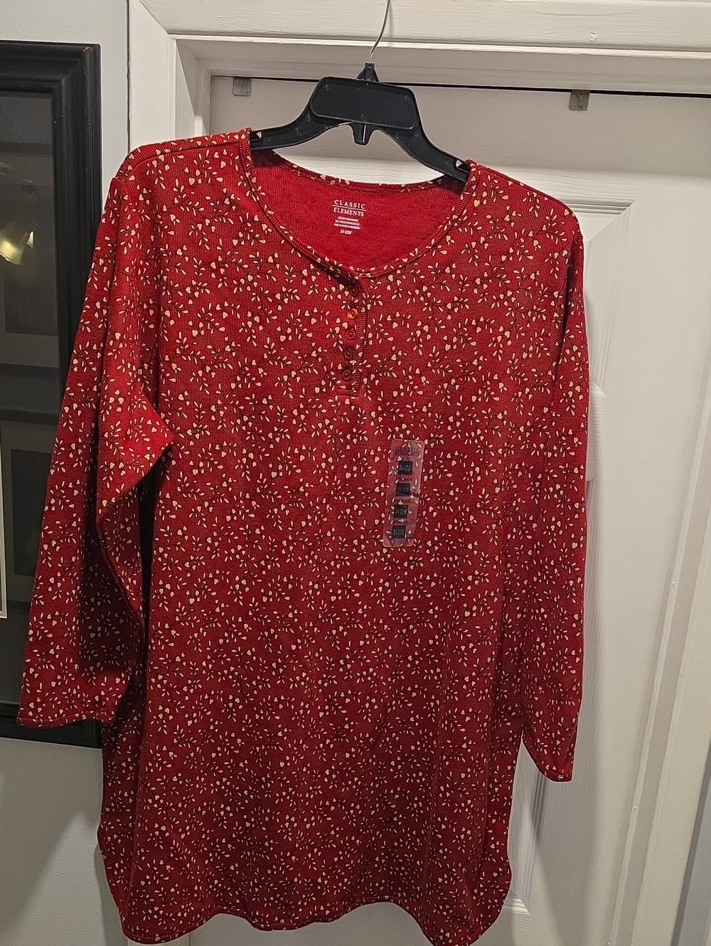Classic Elements Red Long-Sleeve Henley Shirt